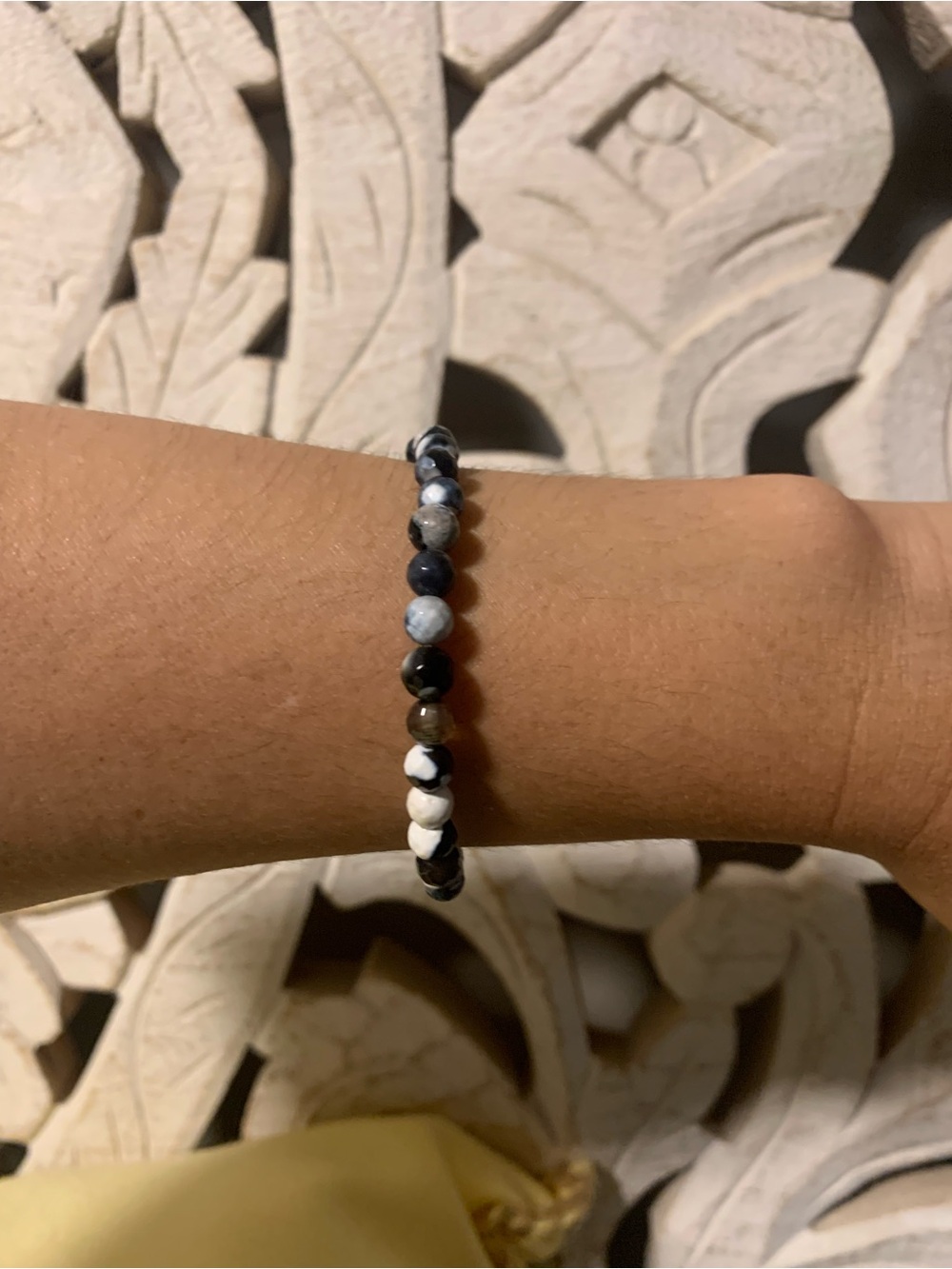 Black and White Beaded Stretch Bracelet - Women Jewelry